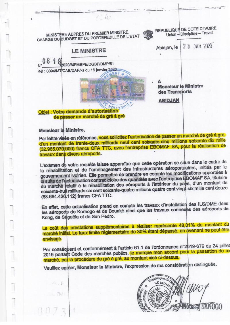 Autorisation du gré à gré du ministre/ Photo-DR