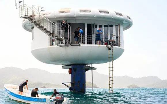 Une vue de la capsule dans laquelle l’allemand Rûdiger a passé 120 jours sous l’eau./Photo-DR